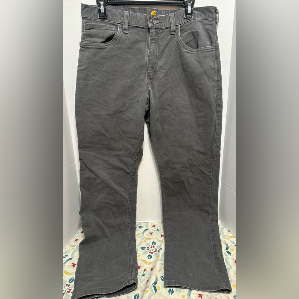Carhartt Relaxed Fit Pants Mens 34x32 Gray Canvas